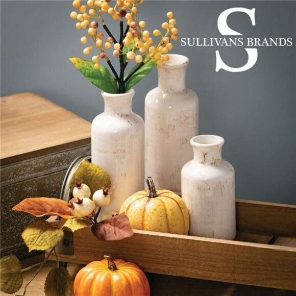 Sullivans Ceramic Vase Set- 3, Modern Farmhouse Home Décor Accents - Picture 1 of 6